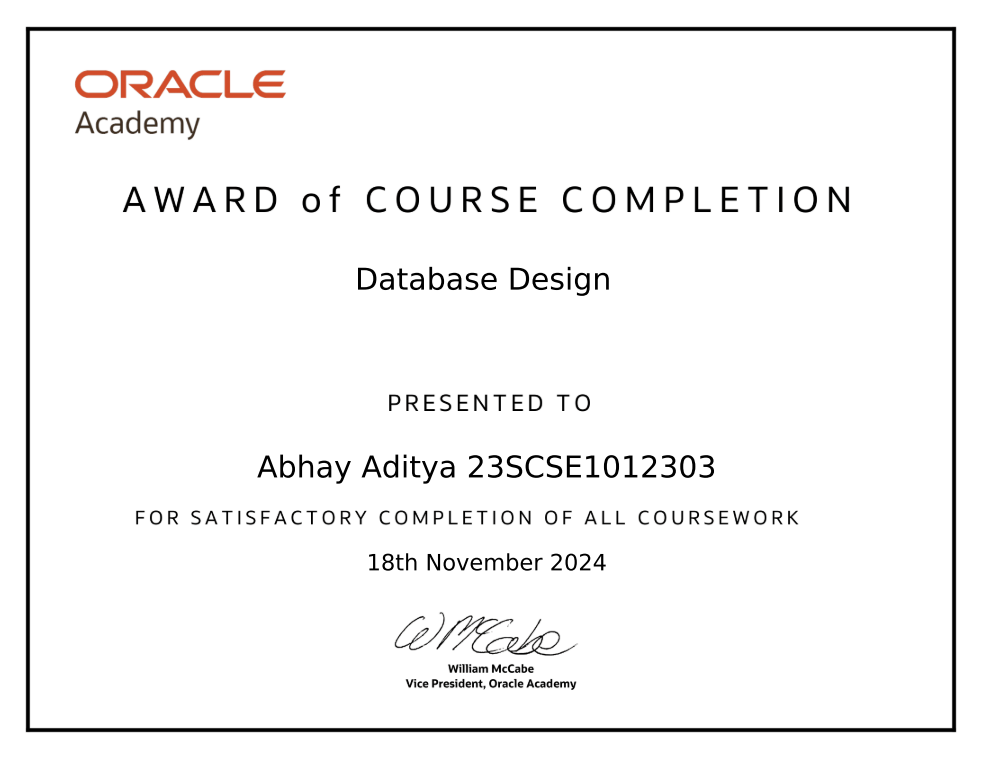 Oracle Certificate